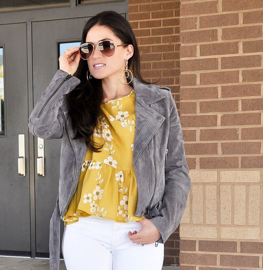 Yellow Floral Peplum Top - Fall Fashion - Style Blogger Erica Valentin
