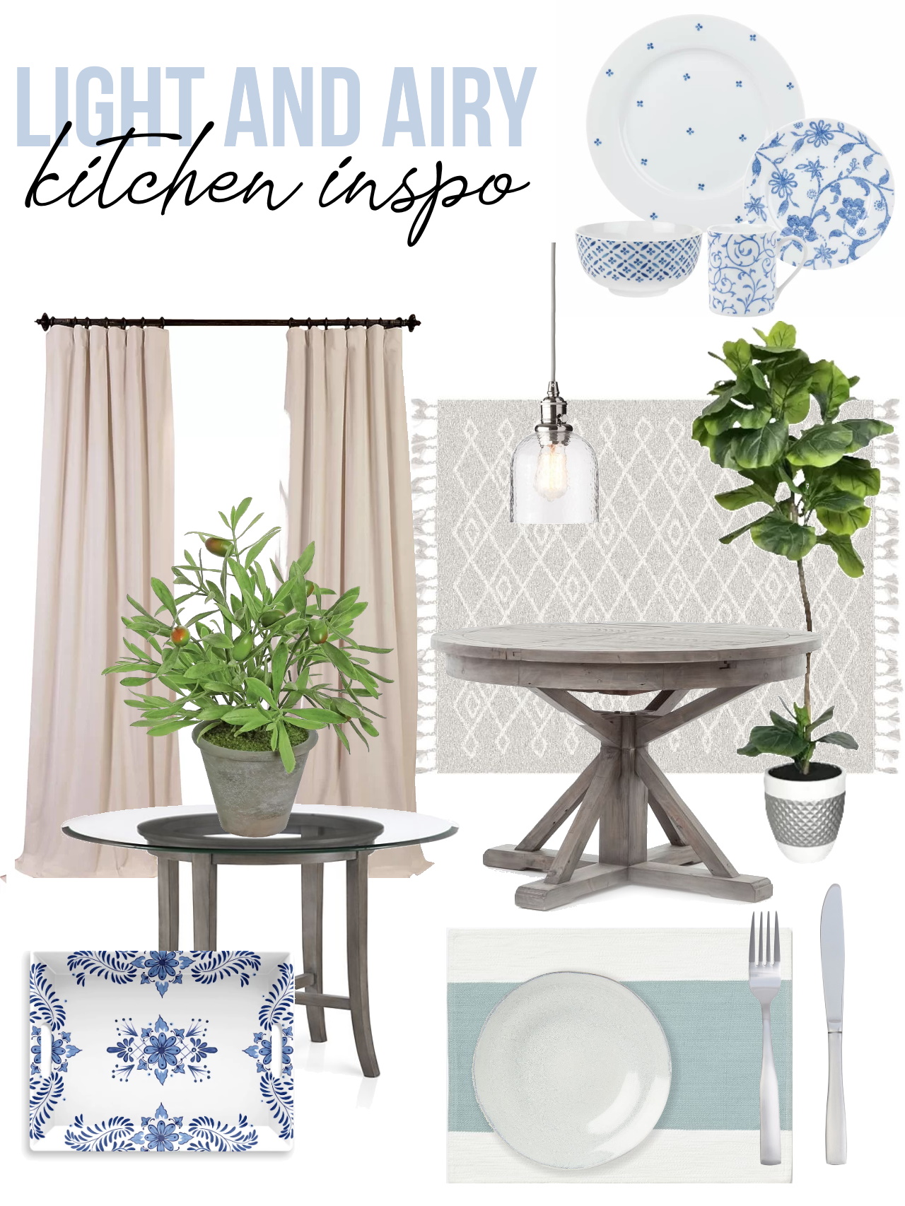 Blue and white kitchen inspiration, kitchen design inspo, kitchen and dining decor ideas