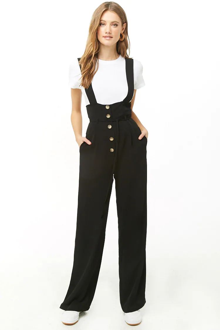 Button Down Wide Leg Pinafore Jumpsuit - Forever 21 - Atlanta Style Blogger Erica Valentin