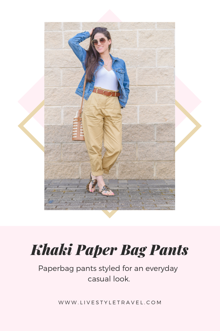 Khaki Paper Bag Pants Everyday Casual Look by Atlanta Style Blogger Erica Valentin