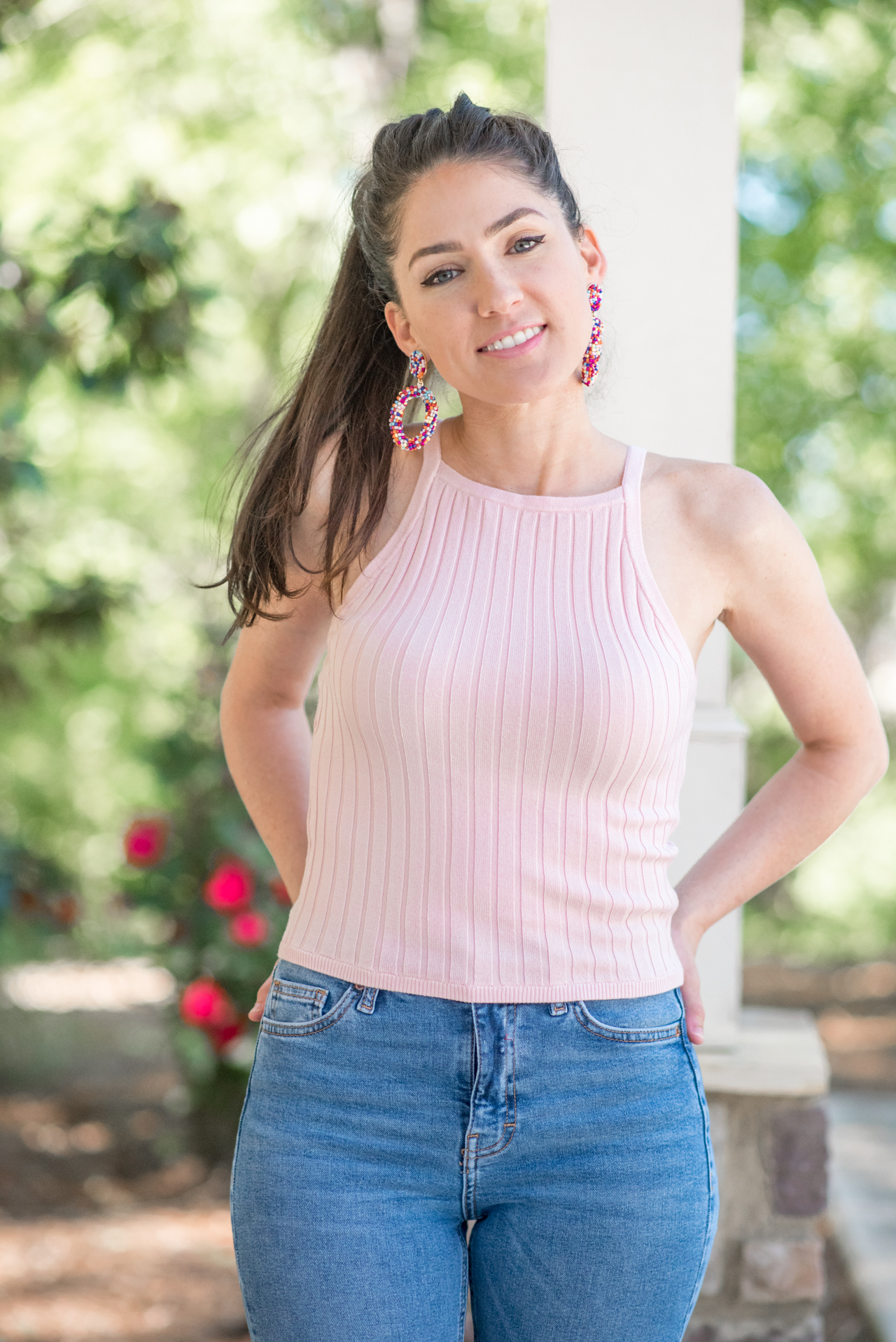 Atlanta Style Blogger, Casual Weekend Style, jeans, lookbook, outfit ideas, spring outfit ideas, Pink cropped Sweater Tank, ootd, outfit of the day, style blogger, atlanta blogger, fashion blogger