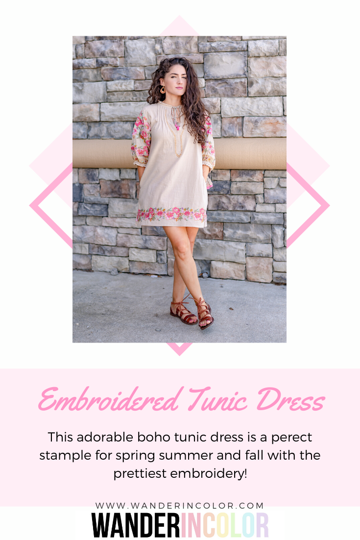 Embroidered Tunic Dress, Boho Tunic Dress, Petite Fashion