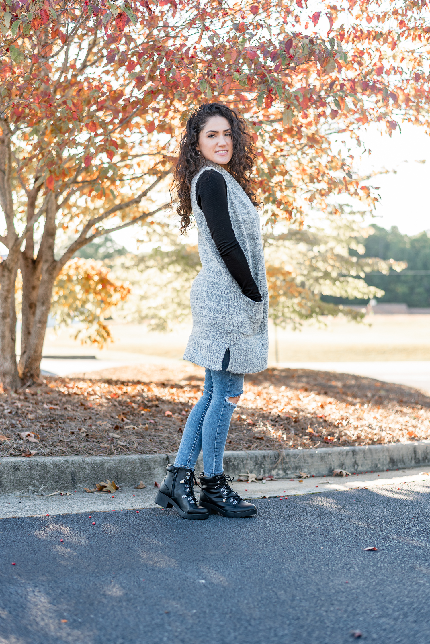Fall Sweater Vest, Loft Sweater Vest, How to Style a Sweater Vest, Atlanta Style Bloggers, Erica Valentin, Bloggers from Atlanta, Fall Outfit Ideas, How to Style Combat Boots