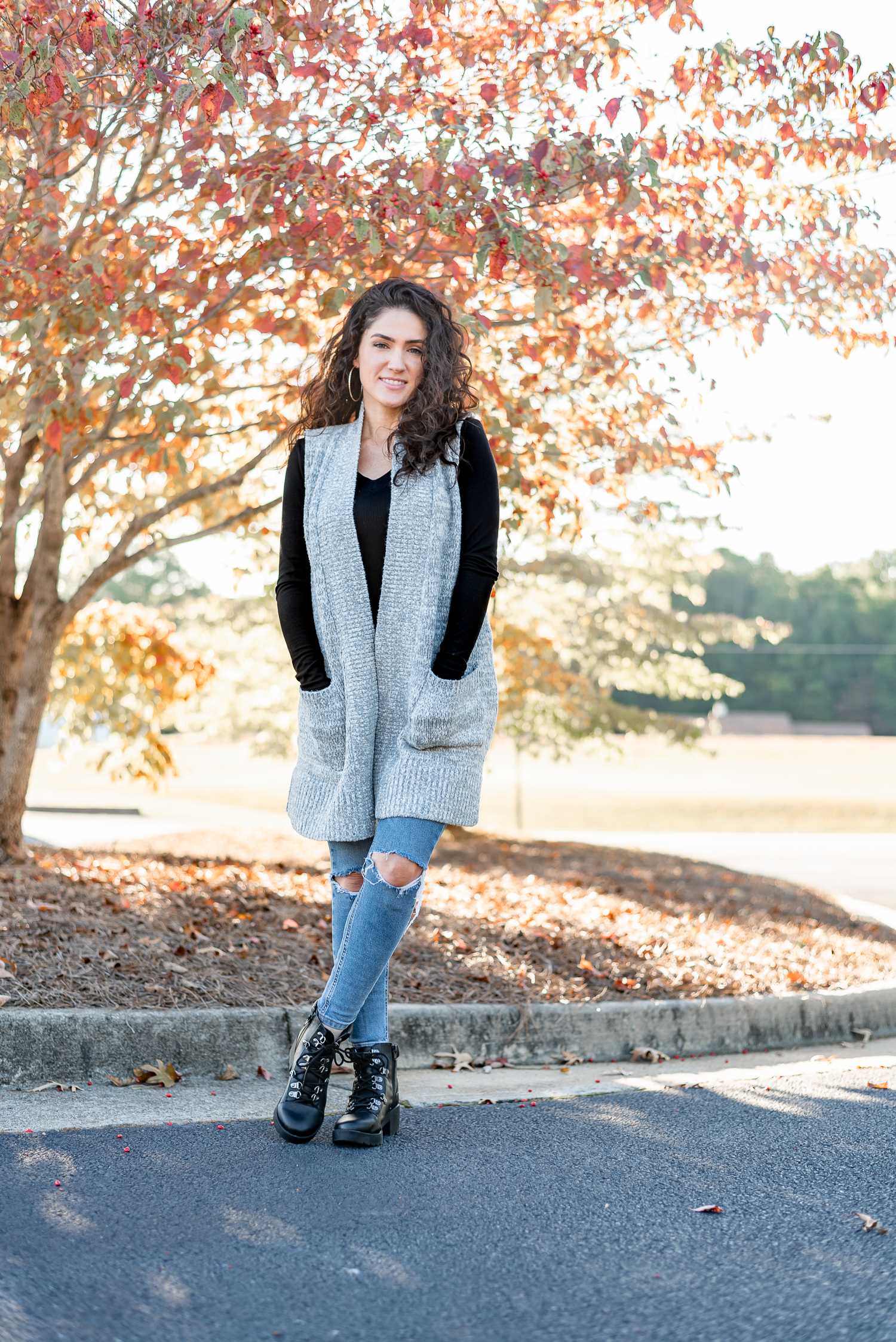 Fall Sweater Vest, Loft Sweater Vest, How to Style a Sweater Vest, Atlanta Style Bloggers, Erica Valentin, Bloggers from Atlanta, Fall Outfit Ideas, How to Style Combat Boots