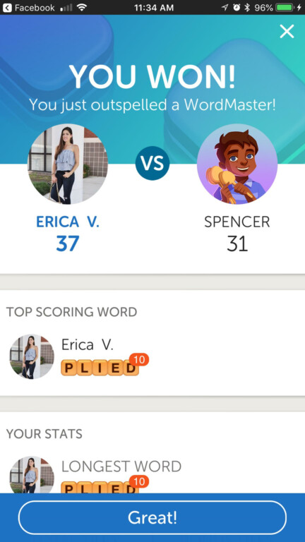 words with friends, gaming screenshot