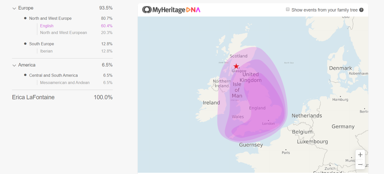 DNA test results, myheritage DNA