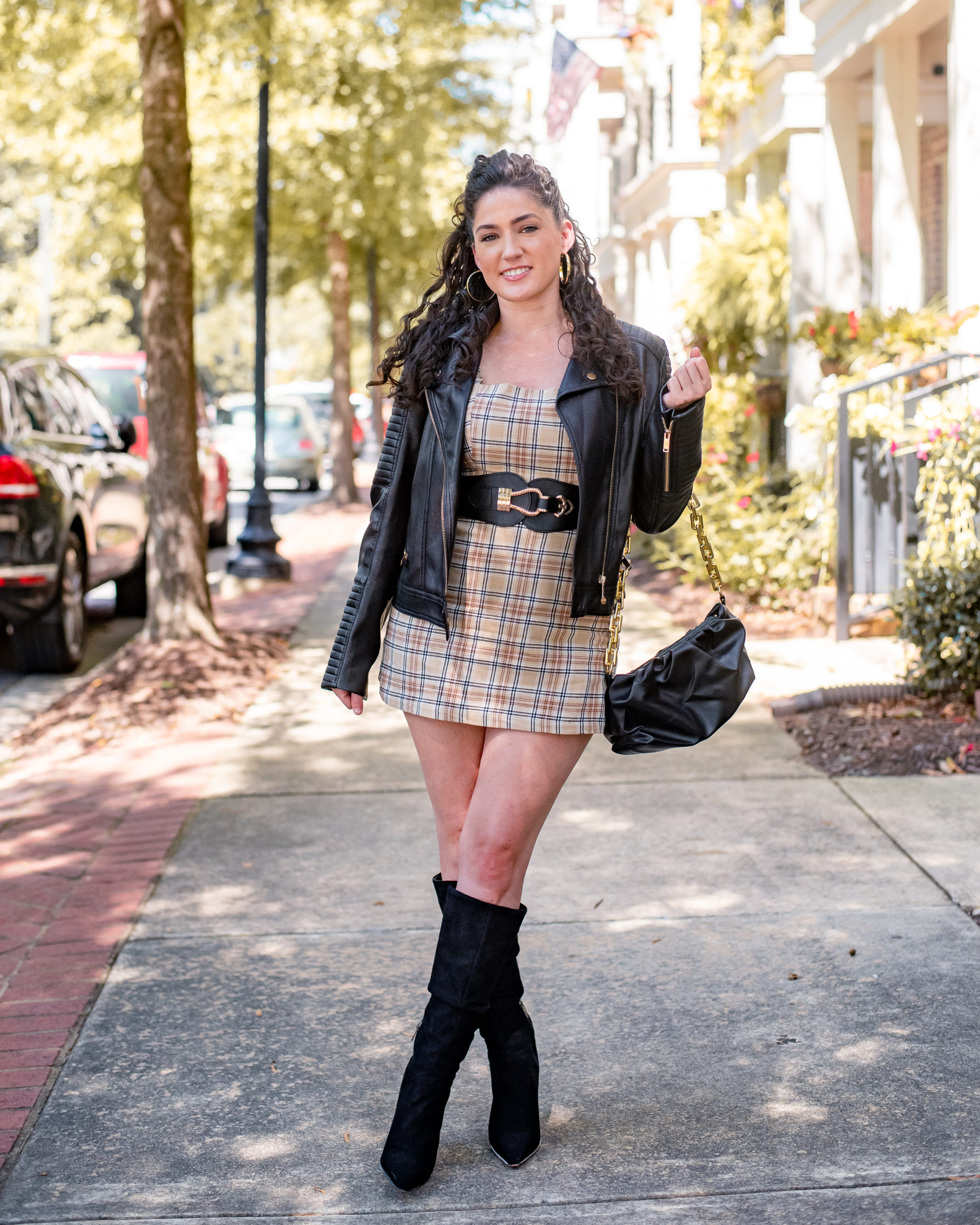 day to night style, Plaid jumper, skort romper, day to night outfit ideas, how to transform your day outfit into a night outfit, fall outfit ideas that are affordable