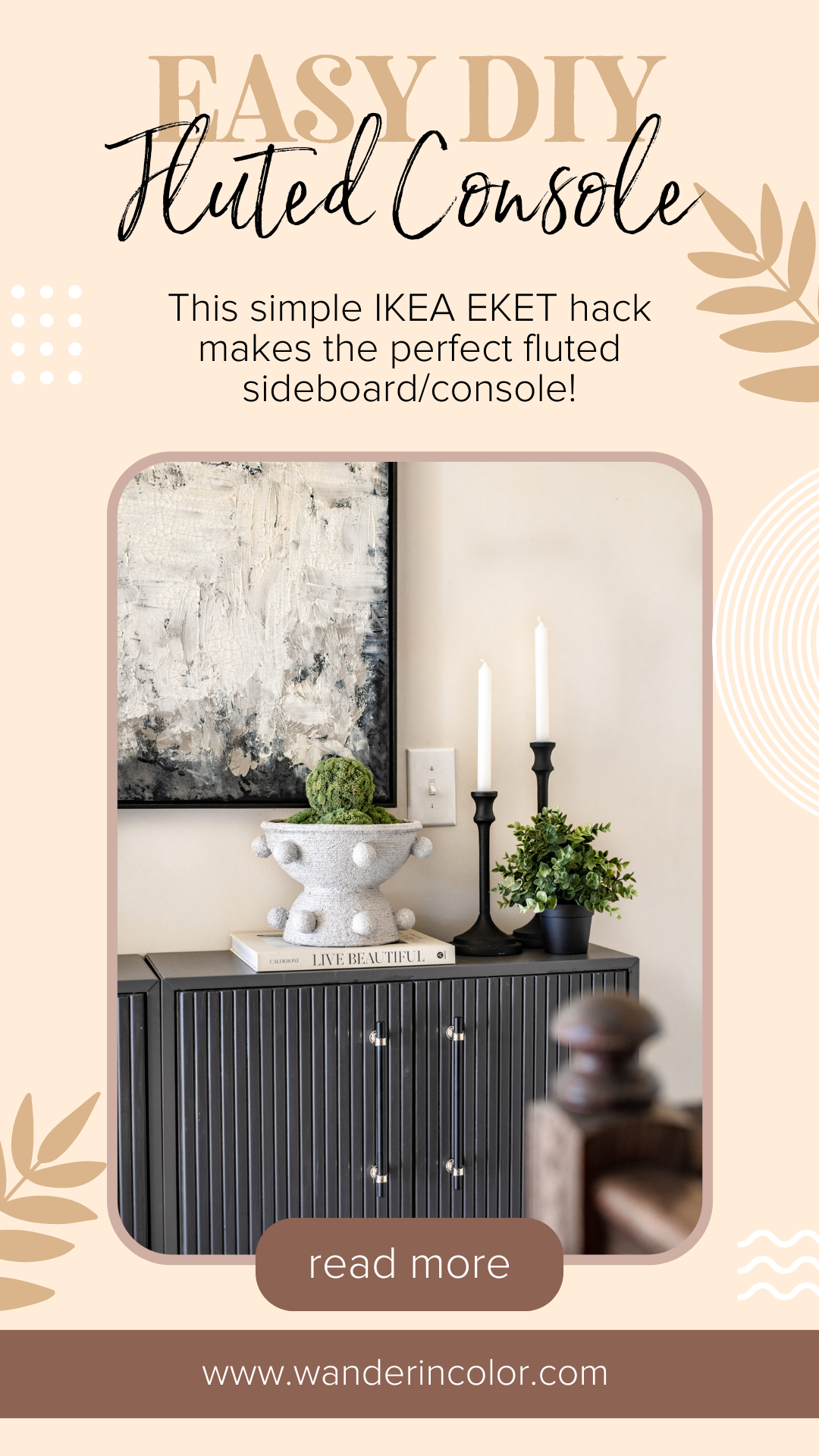 black home decor, how to decorate with black,best ikea hacks, ikea eket hack, ikea hacks, best ikea hacks, diy fluted console, gray and black home decor, decorating with black, modern mid century fluted console, easy ikea upgrades, diy fluted sideboard, budget friendly fluted sideboard, diy fluted sideboard, how to build a sideboard, easy ikea upgrade